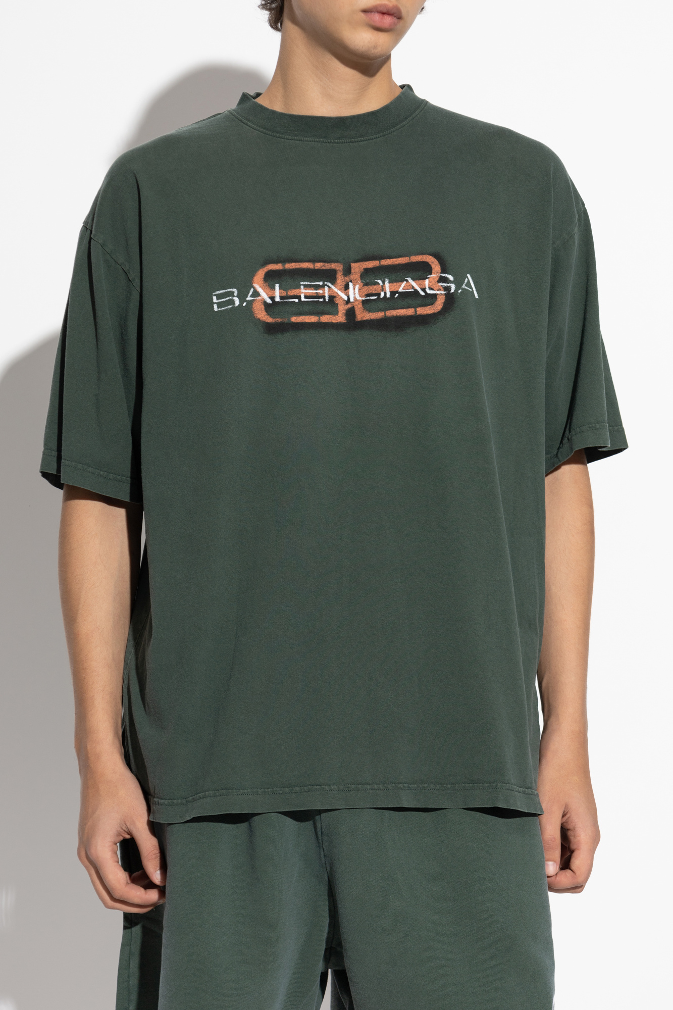 Green T-shirt with crumpled effect Balenciaga - Vitkac Slovakia
